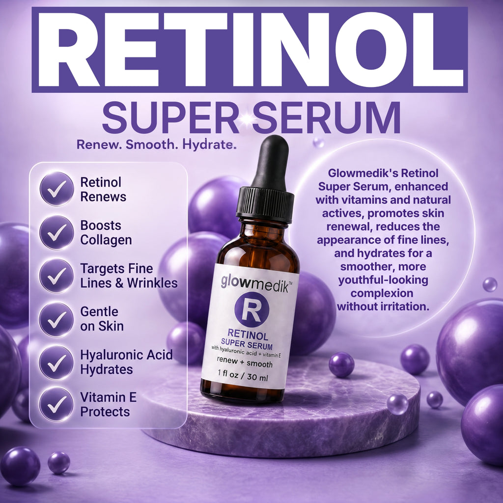 Glowmedik Retinol super serum, renews, smooths and hydrates