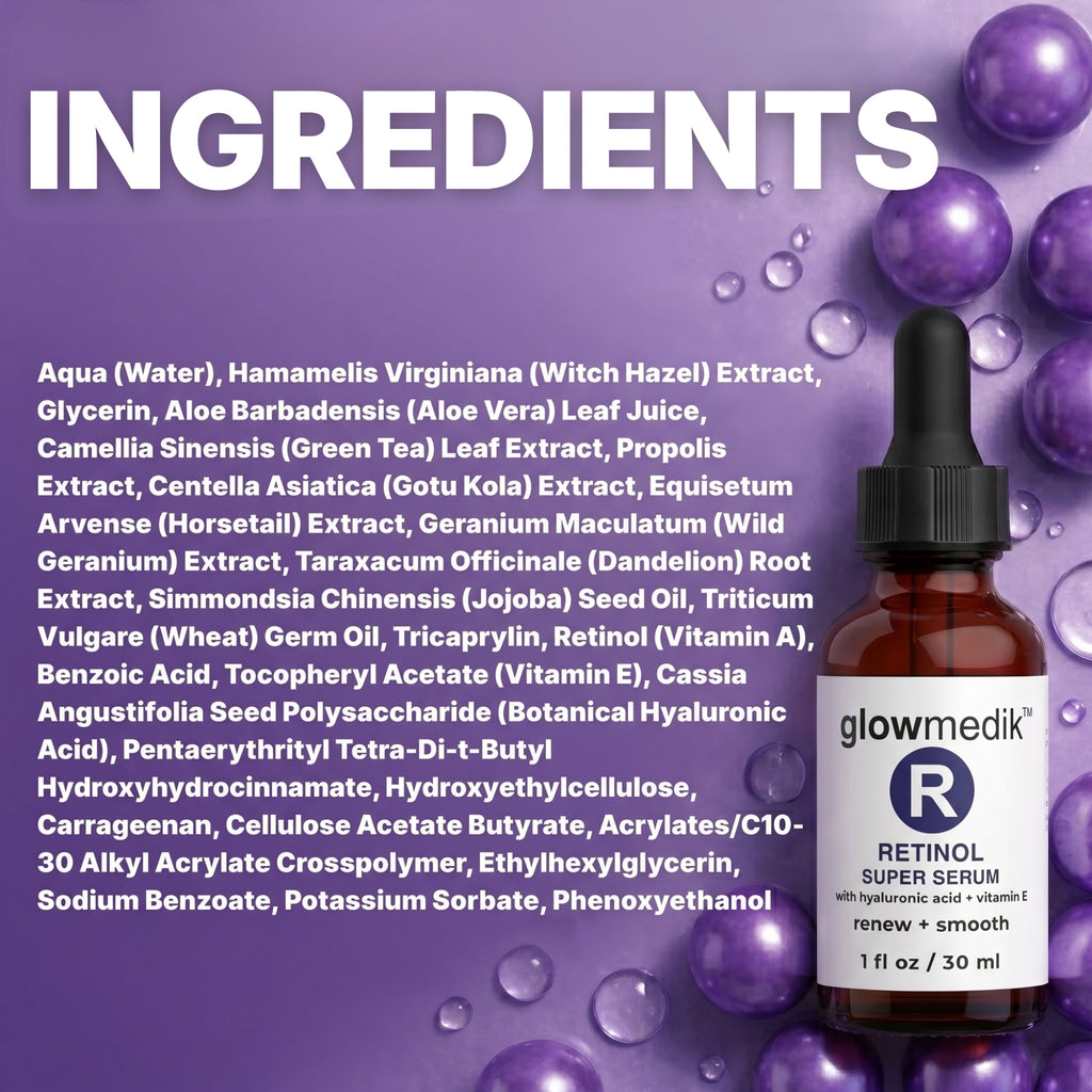 Glowmedik Retinol super serum ingredients INCI