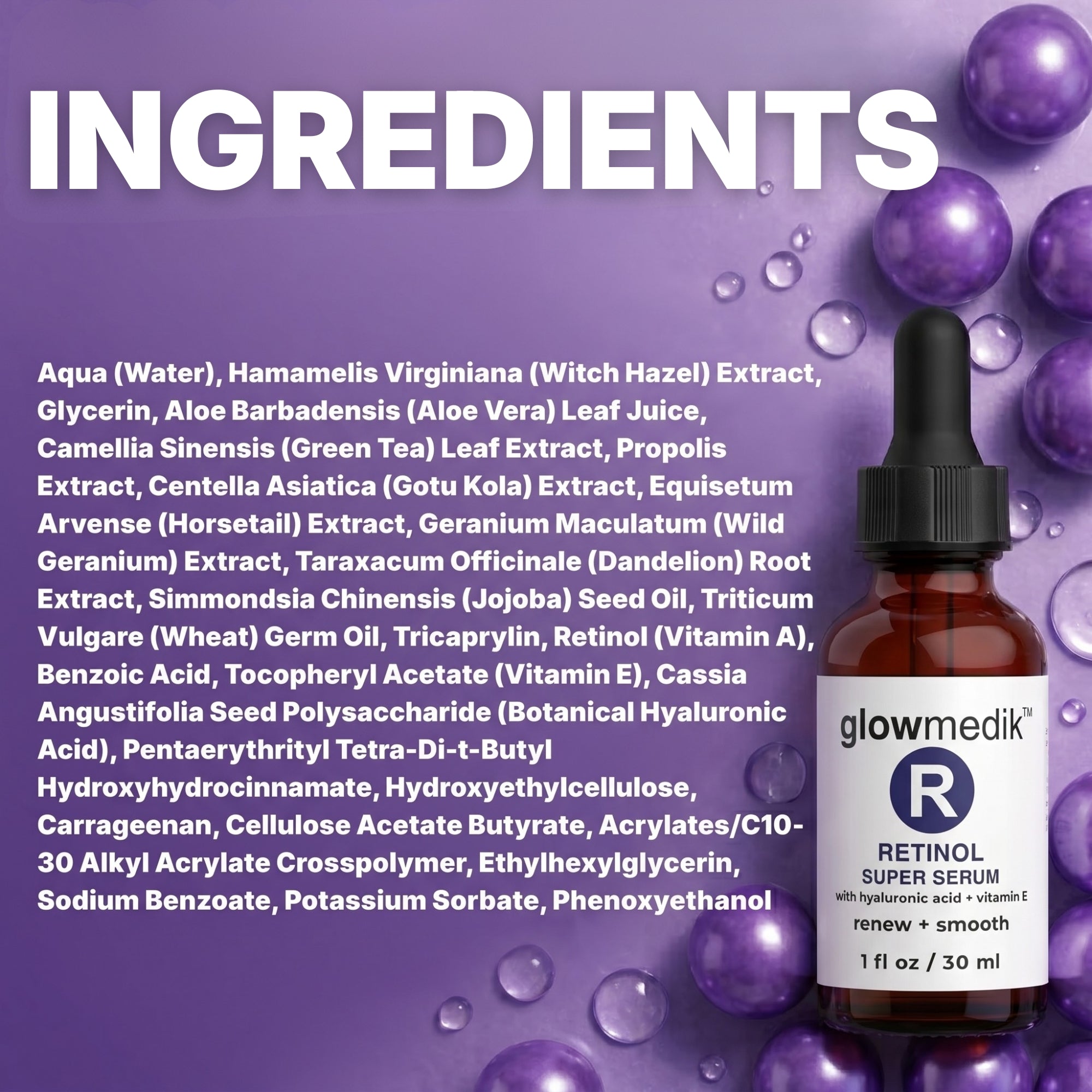 Glowmedik Retinol super serum ingredients INCI