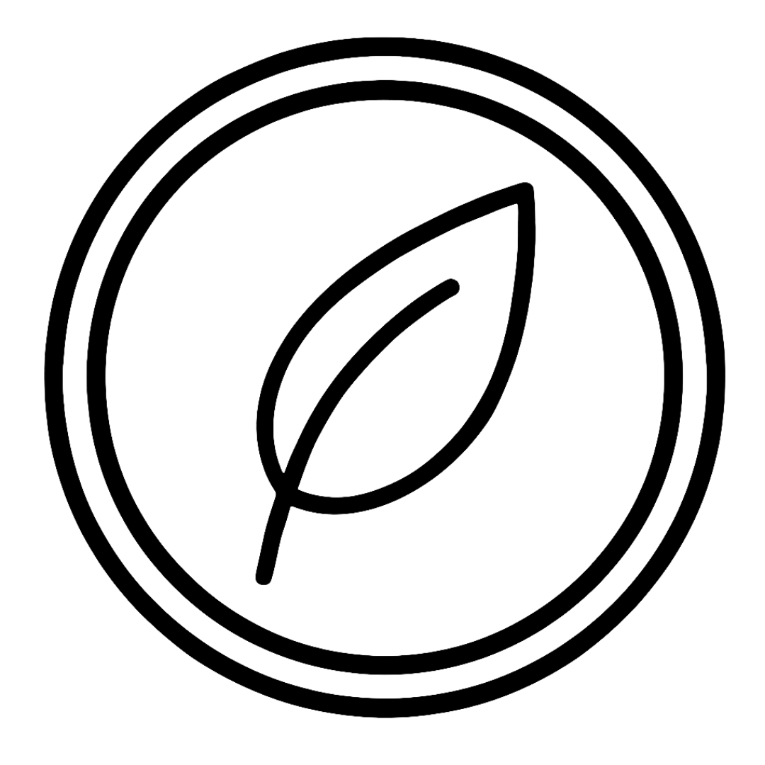 vegan icon with leaf within a circle on a white background