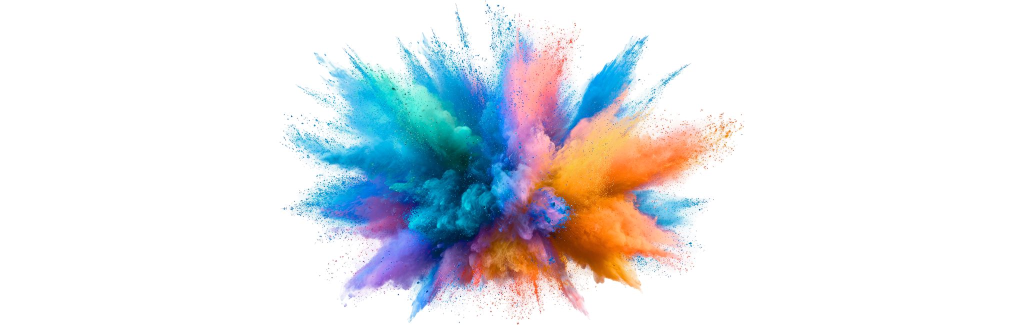 Multicolored powder explosion on a white background