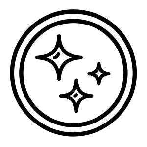 Circular icon with three star shapes inside on a white background clean beauty icon