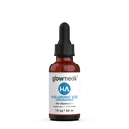 Glowmedik hyaluronic acid serum bottle with dropper on a white background