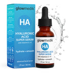 Glowmedik HA Hyaluronic Acid Super Serum with packaging on a white background