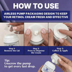 Instructions on how to use airless pump packaging for retinol cream with step-by-step visuals.