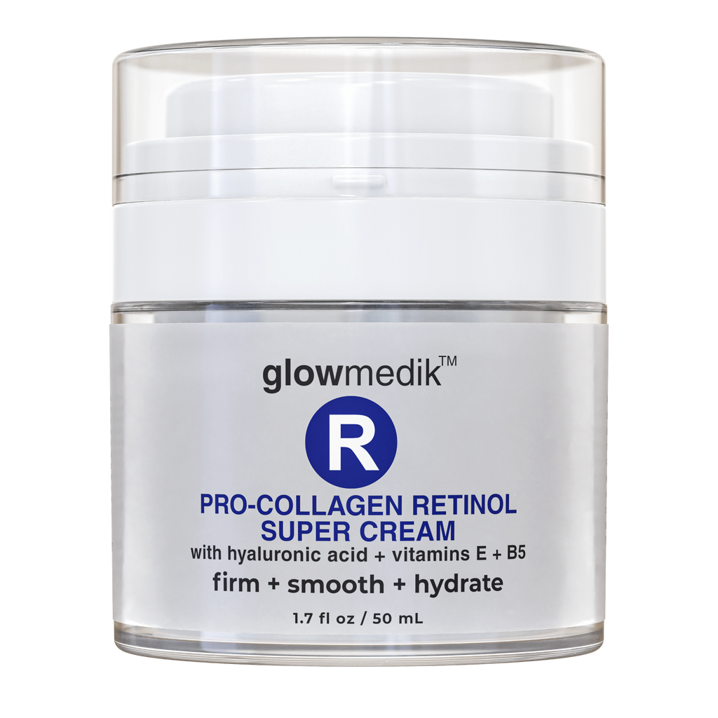 Glowmedik Pro-Collagen Retinol Super Cream jar on a white background