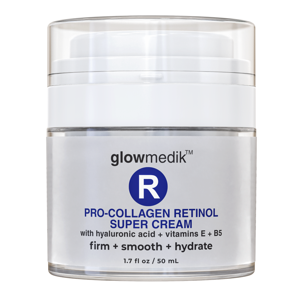 Glowmedik Retinol Cream jar on a clear background.