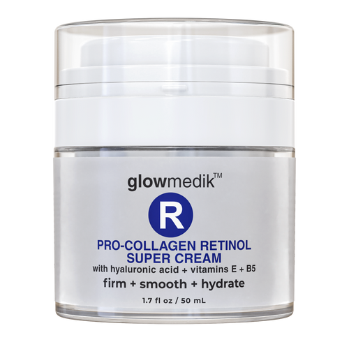 Glowmedik Retinol Cream jar on a clear background.