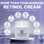 Glowmedik Pro-Collagen Retinol Super Cream with ingredients listed on a purple background