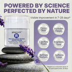 Glowmedik Pro-Collagen Retinol Super Cream with lavender flowers and text about visible improvement.