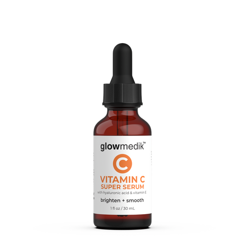 Glowmedik Vitamin C Super Serum bottle with dropper on a white background